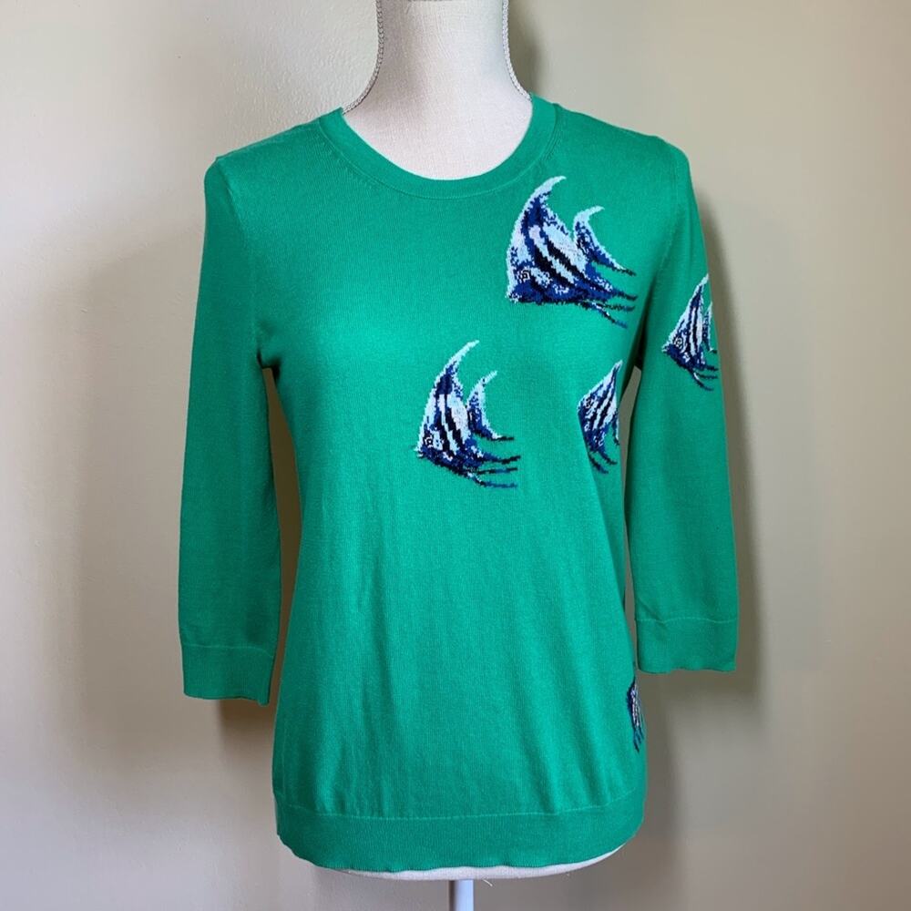 Talbots Green Summer Sweater cotton-nylon-rayon Women's Petite Medium